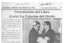 Presentación del libro Aysén, la estación del olvido  [artículo].