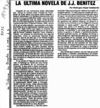 La última novela de J. J. Benítez  [artículo] Wellington Rojas Valdebenito.