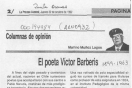 El poeta Víctor Barberis  [artículo] Marino Muñoz Lagos.