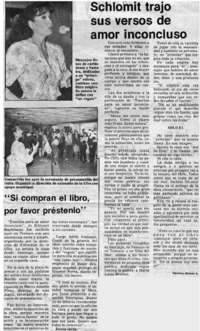 Schlomit trajo sus versos de amor inconcluso