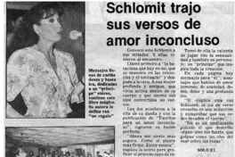 Schlomit trajo sus versos de amor inconcluso