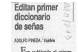 Editan primer diccionario de señas  [artículo].