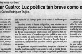 Oscar Castro, luz poética tan breve como el alba