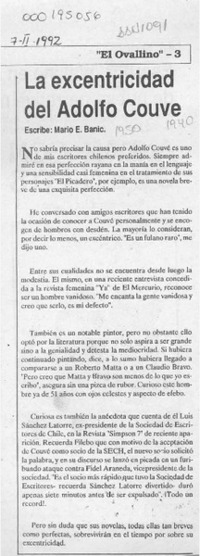 La excentricidad del Adolfo Couve  [artículo] Mario E. Banic.