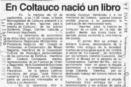 En Coltauco nació un libro  [artículo].