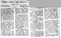 Rubén Darío, bibliografía  [artículo] Darío de la Fuente D.