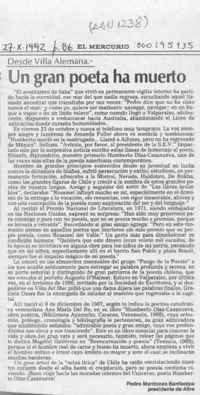 Un gran poeta ha muerto  [artículo] Pedro Mardones Barrientos.