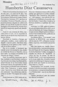 Humberto Díaz Casanueva  [artículo] Abelardo Troy.