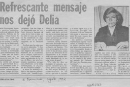 Refrescante mensaje nos dejó Delia  [artículo].