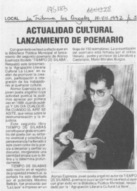 Actualidad cultural, lanzamiento de poemario  [artículo].