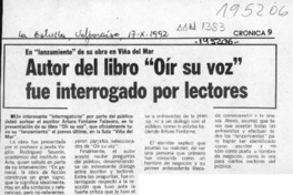 Autor del libro "Oír su voz" fue interrogado por lectores  [artículo].