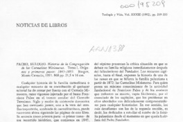 Historia de la congregación de las Carmelitas Misioneras  [artículo] Alberto Pacho P.