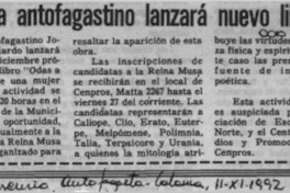 Poeta antofagastino lanzará nuevo libro  [artículo].