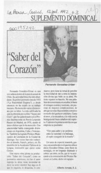 "Saber del corazón"  [artículo] Alberto Arraño.