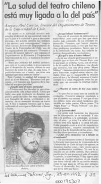 "La Salud del teatro chileno está muy ligada a la del país"  [artículo].