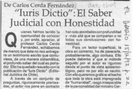 "Iuris dictio", el saber judicial con honestidad  [artículo] Francisco Javier Feres.