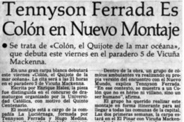 Tennyson Ferrada es Colón en nuevo montaje