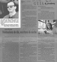 Veinteañera de día, escritora de noche  [artículo] Juan Andrés Guzmán.