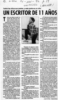 Un escritor de 11 años  [artículo] Juan Ortiz.