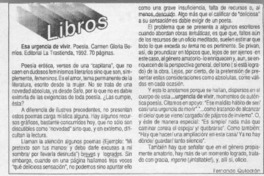 Esa urgencia de vivir  [artículo] Fernando Quilodrán.