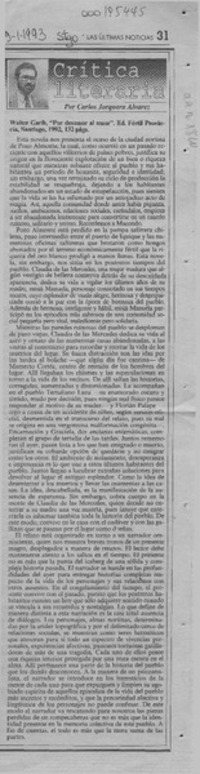 Walter Garib "Por desamor al amor"  [artículo] Carlos Jorquera Alvarez.