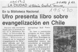 Ufro presenta libro sobre evangelización en Chile  [artículo].