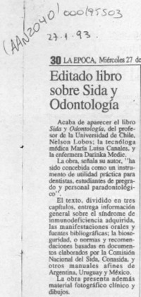 Editado libro sobre Sida y odontología  [artículo].