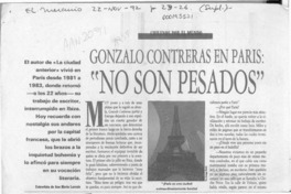 Gonzalo Contreras en París, "No son pesados"  [artículo] Ana María Larraín.