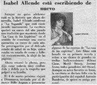 Isabel Allende está escribiendo de nuevo