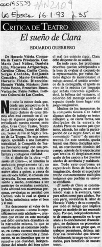 El sueño de Clara  [artículo] Eduardo Guerrero.