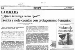 Treinta y siete cuentos con protagonismo femenino  [artículo] Eduardo Guerrero del Río.