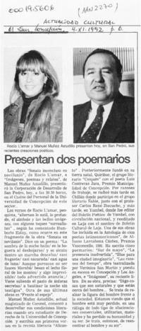 Presentan dos poemarios  [artículo].