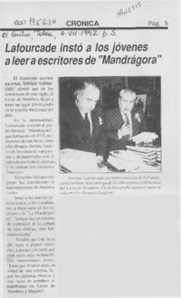 Lafourcade instó a los jóvenes a leer a escritores de "Mandrágora"  [artículo].