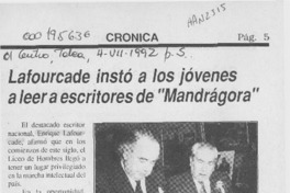 Lafourcade instó a los jóvenes a leer a escritores de "Mandrágora"  [artículo].