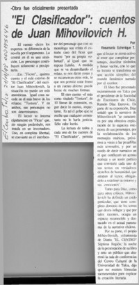 "El Clasificador", cuentos de Juan Mihovilovich H.