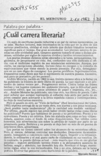 Cuál carrera literaria?  [artículo] Marcelo Novoa.