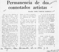 Permanencia de dos connotados artistas  [artículo] José Vargas Badilla.