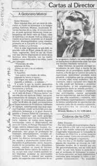 A Gabriela Mistral  [artículo] Orlando Medina.