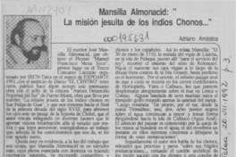Mansilla Almonacid, "La misión jesuita de los indios Chonos"  [artículo] Adriano Améstica.