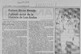 Falleció autor de la Historia de los Andes  [artículo].