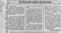 19 años del adiós de Neruda  [artículo] Juan Meza Sepúlveda.