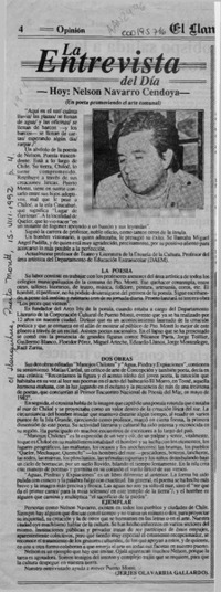 La entrevista del día  [artículo] Jerjes Olavarría Gallardo.