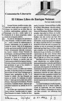 El último libro de Enrique Neiman  [artículo] José Arraño Acevedo.