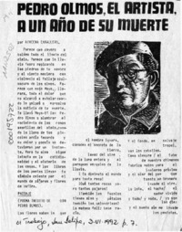 Pedro Olmos, el artista, a un año de su muerte  [artículo] Azucena Caballero.