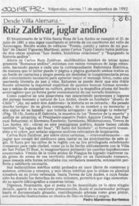 Ruiz Zaldívar, juglar andino  [artículo] Pedro Mardones Barrientos.