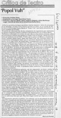 "Popol Vuh"  [artículo] Marina de Navasal.