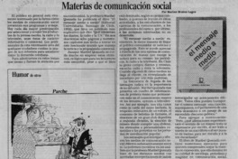 Materias de comunicación social  [artículo] Marino Muñoz Lagos.