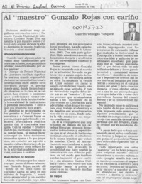 Al "maestro" Gonzalo Rojas con cariño  [artículo] Gabriel Venegas Vásquez.