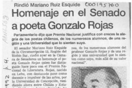 Homenaje en el Senado a poeta Gonzalo Rojas  [artículo].