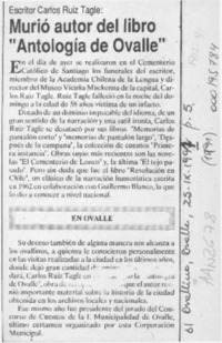 Murió autor del libro "Antología de Ovalle"  [artículo].